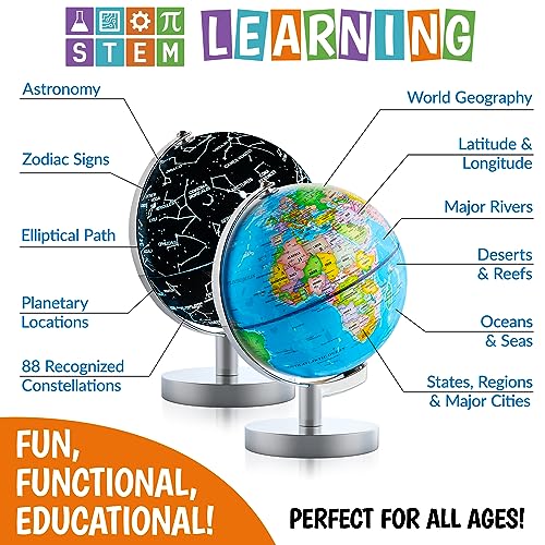Kids' 3-in-1 STEM Illuminated Globe with Stand and Night Light